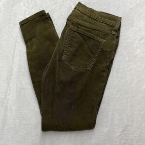 Current Elliott Corduroy Skinny Jeans Women's 27 The Stiletto Olive Green